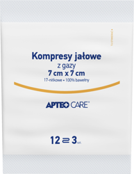 Kompresy gazowe jałowe 7x7 cm APTEO CARE, 3 sztuki
