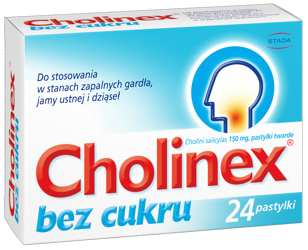 Cholinex bez cukru, 24 pastylki do ssania
