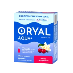 Oryal Aqua+, saszetki z proszkiem, smak wiśnia z nutą wanilii, 14 szt.