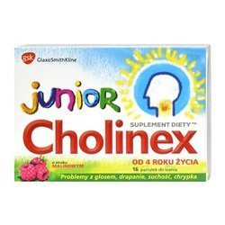 Cholinex Junior o smaku malinowym, 16 pastylek do ssania