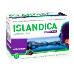 Islandica, pastylki do ssania o smaku czarnej porzeczki, 24 szt.