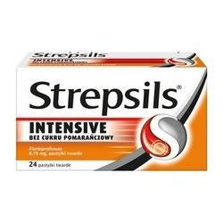 Strepsils Intensive bez cukru, 24 pastylki do ssania o smaku pomarańczowym