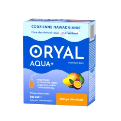 Oryal Aqua+, saszetki z proszkiem, smak mango-marakuja, 14 szt.